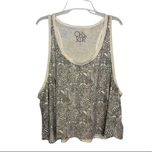 Chaser Large Cropped Muscle Tank Top Geometric Boho Western Gypsy NWOT